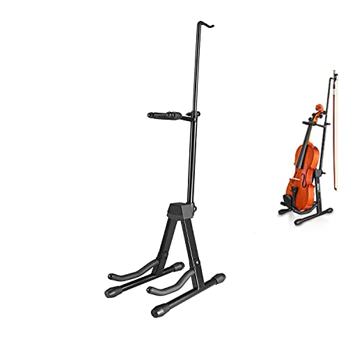 Eastar Violin Stand with Bows Stand for acoustic Guitar Bass Mandolin BanjoPortable and Adjustable Holder BlackEasy to Install and SturdyBlack