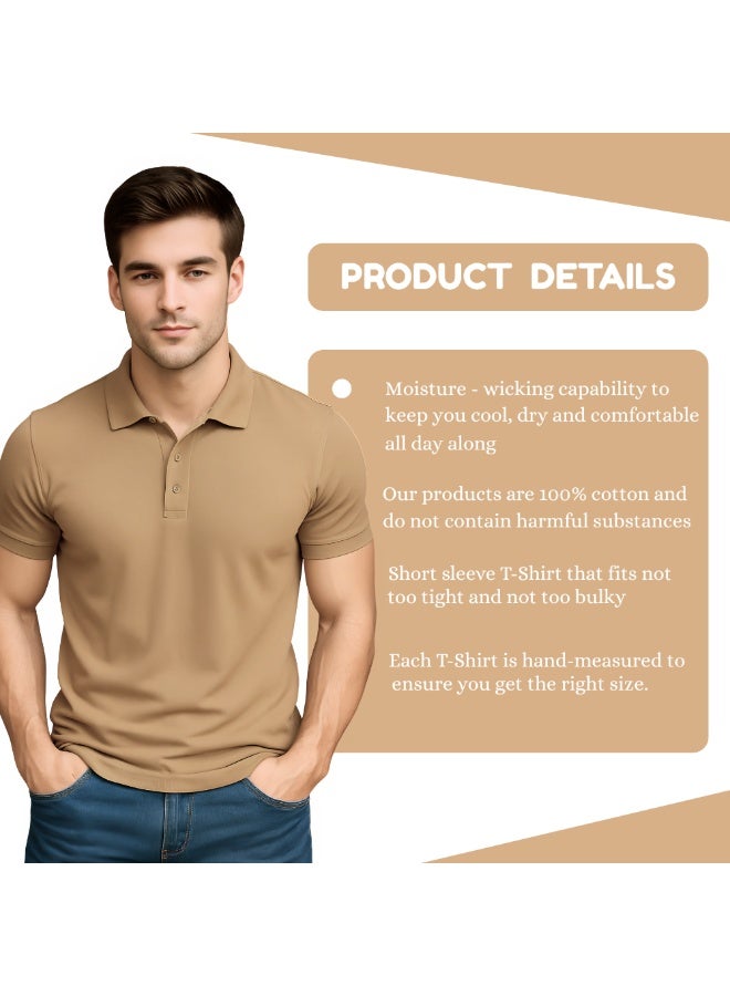 PRINTSHOP4ME Men's Regular-Fit Golf Polo T-shirt Pure Cotton Short Sleeve 220 GSM Basic Colors - Image 3