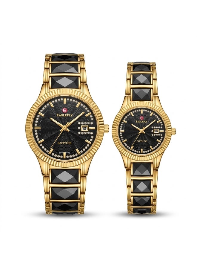 Eaglefly SAPPHIRE Diamond Dial Couple Watch Set