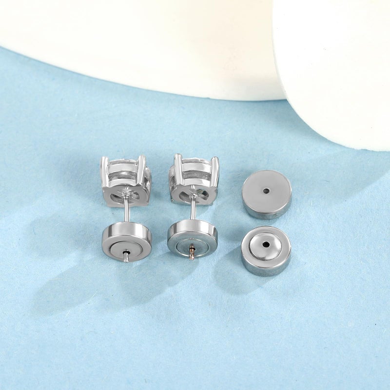JIACHARMED Earring Backs Replacements,4PCS Dics Earring Backs for Studs, Diamond Earrings, Droopy Ears Push Pierced Stainless Steel Earring Backers Replacements, Large Heavy Earring Support Backings for Studs - Image 2