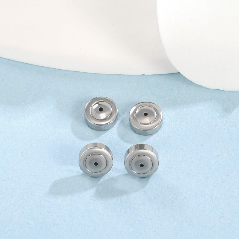 JIACHARMED Earring Backs Replacements,4PCS Dics Earring Backs for Studs, Diamond Earrings, Droopy Ears Push Pierced Stainless Steel Earring Backers Replacements, Large Heavy Earring Support Backings for Studs - Image 3