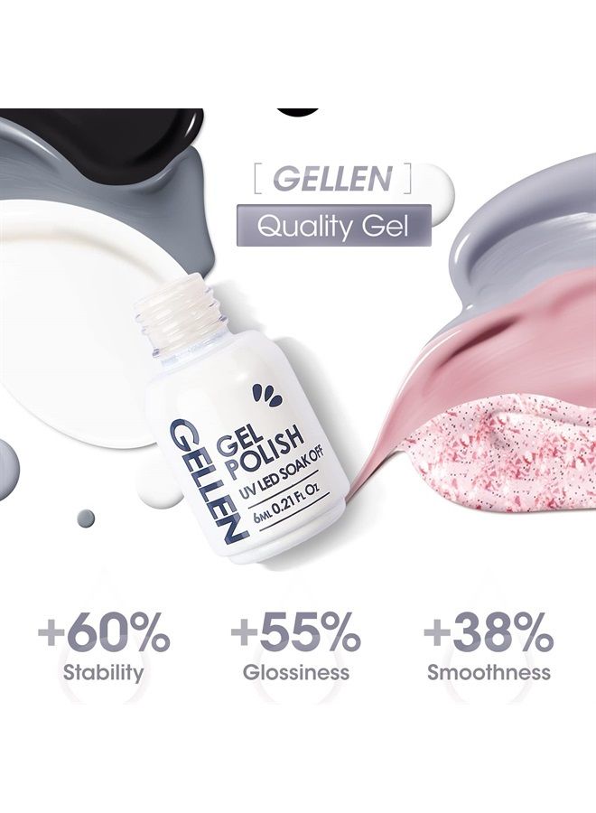 Gellen طقم طلاء أظافر جل - 6 ألوان من سلسلة اللافندر - ألوان جل الأظافر الشائعة بنفسجي، ليلك، وردي، مجموعة مانيكير جل منزلية - Image 3