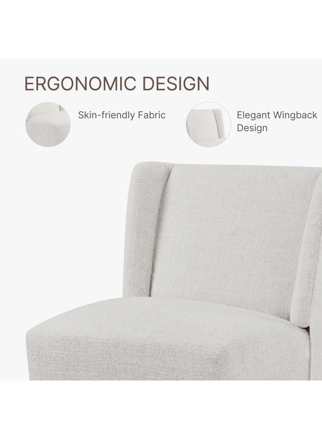 KISLOT Upholstered Dining Chair with Casters Wingback Modern Side Armless Deskchair with Rollers for Diningroom Bedroom Livingroom Reading Room,Linen,1 Box - Image 4