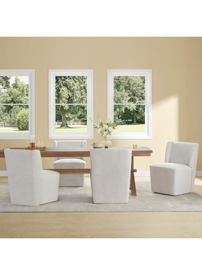 KISLOT Upholstered Dining Chair with Casters Wingback Modern Side Armless Deskchair with Rollers for Diningroom Bedroom Livingroom Reading Room,Linen,1 Box - Image 5