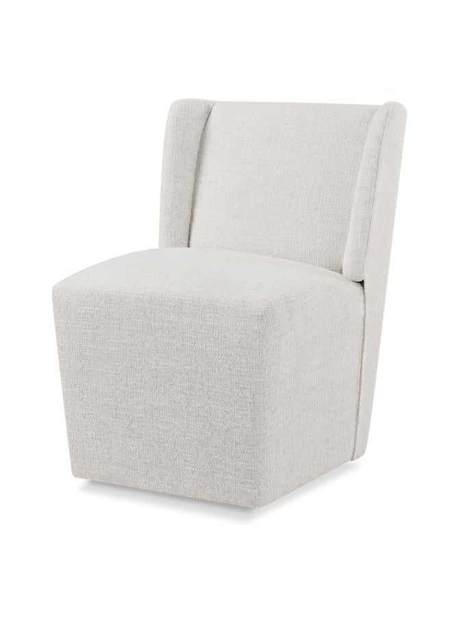 KISLOT Upholstered Dining Chair with Casters Wingback Modern Side Armless Deskchair with Rollers for Diningroom Bedroom Livingroom Reading Room,Linen,1 Box - Image 1