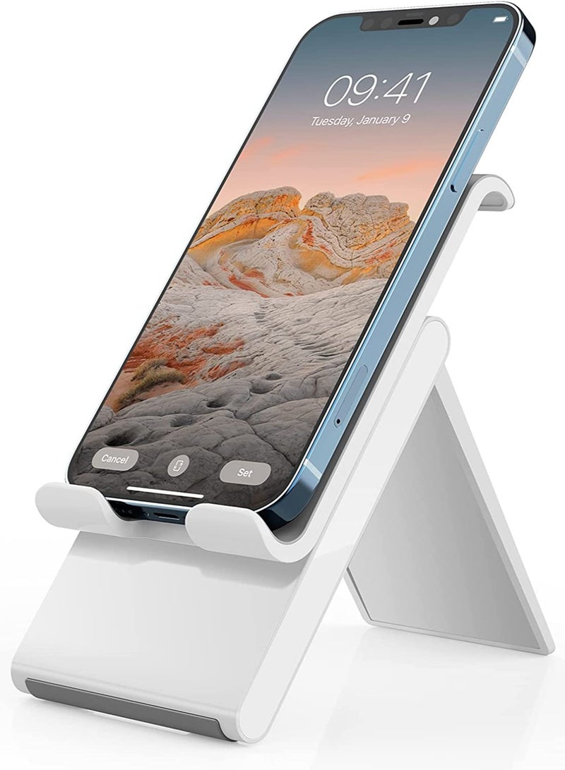 SAIJI Desk Stand for Mobile Phones Vertical Charging Stand Universally Compatible for All iPhone, Samsung Phones & other Smart Phones with Foldable and Height Adjustable, Grey - Image 1