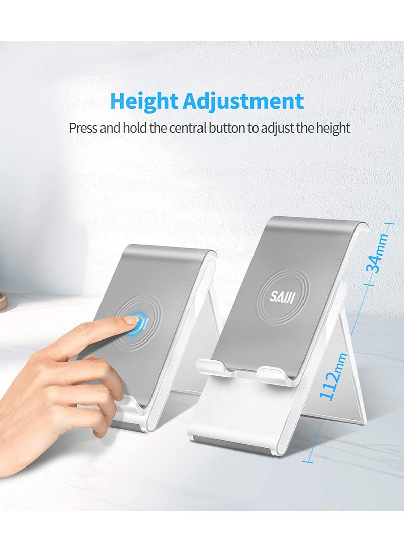 SAIJI Desk Stand for Mobile Phones Vertical Charging Stand Universally Compatible for All iPhone, Samsung Phones & other Smart Phones with Foldable and Height Adjustable, Grey - Image 3