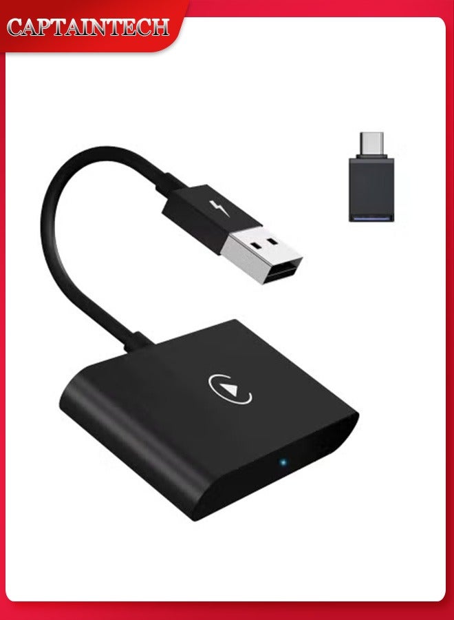 Captaintech CarPlay Adapter for iPhone, Wireless Carplay Dongle Converts Fory Cars Wired Carplay to Wireless, Carplay Bluetooth Adapter, 5Ghz WiFi Auto Connect Online Update, Support iOS 13+, Black - Image 1