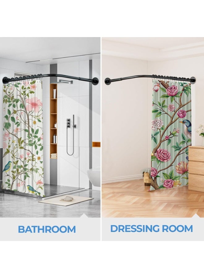 WALALLA Stainless Steel Extendable Corner Shower Curtain Rail, Metal L Shaped Square 90 Degree Curved Curtain Pole Rod, Curved Bathtub Rail Adjustable 100-170cm - Image 3