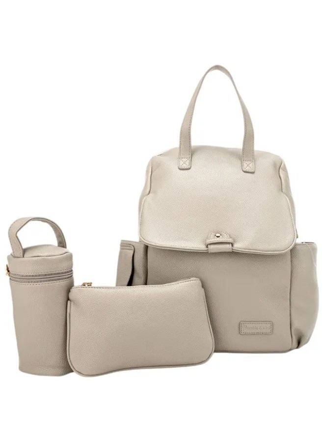 Bumble & Bird PU Leather Diaper Bag Set 3 Pieces, Grey - Image 1