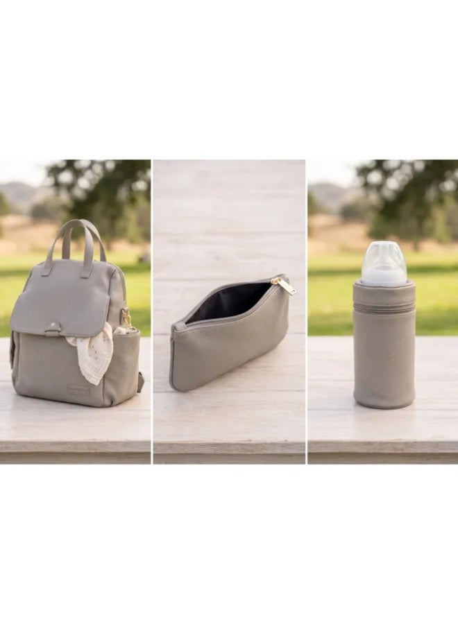 Bumble & Bird PU Leather Diaper Bag Set 3 Pieces, Grey - Image 5