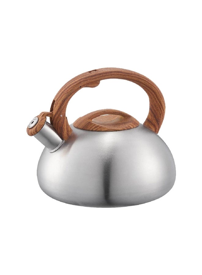 Elegant Design Stainless Steel Whistling Kettle Silver and Brown 2.7 L PK-B033