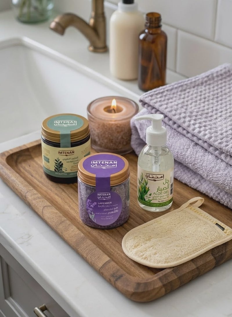 Freshness & Pore Purifying Bundle (Eucalyptus Soap, Lavender Bath Salt, Tea Tree Aloe Gel, & Waritex Loofah) - Image 4