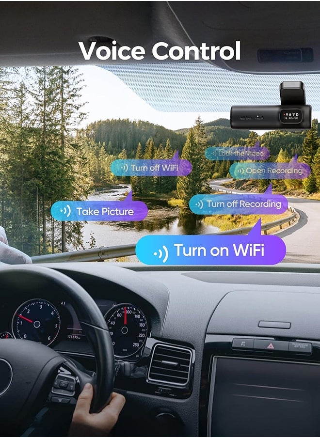 لينجدو D600 4K Car Dash Cam الأمامية والخلفية 170 درجة زاوية عرض واسعة مدمجة في 5GHz WiFi GPS التحكم الصوتي ، تسجيل حلقة G-Sensor ، مراقبة مواقف السيارات على مدار الساعة ، بطاقة SD 64 جيجا بايت متضمنة  - Image 4