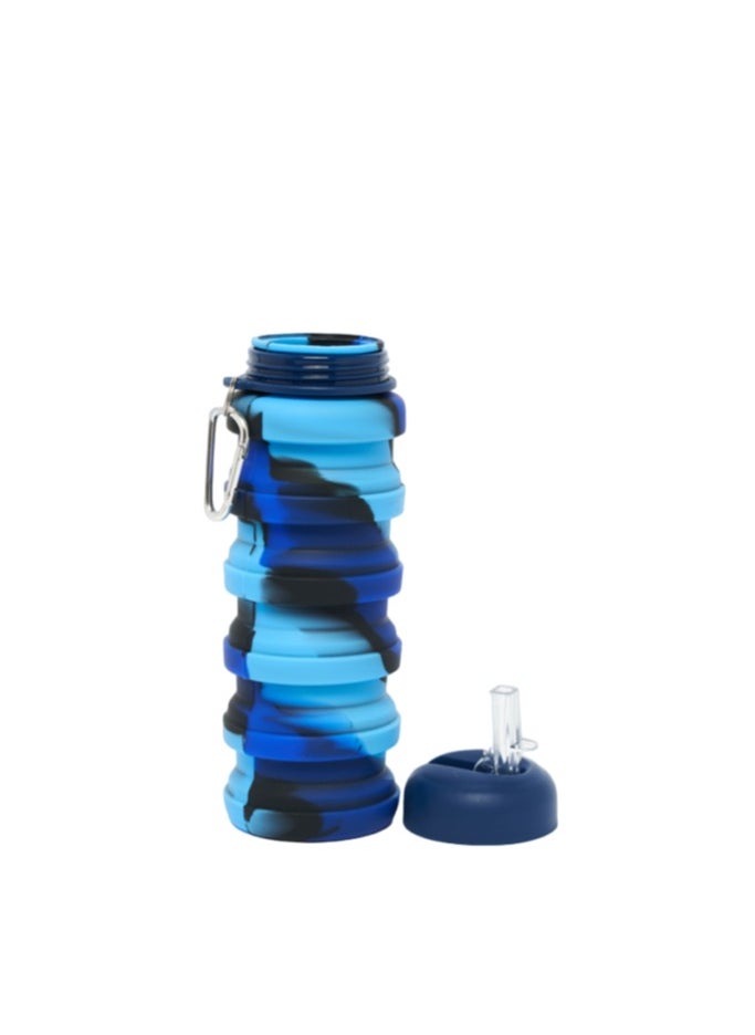 Prickly Pear Prickly Pear Blue Swirl Folding Silicone Water Bottle - Compact Silicone Bottle for Hydration on the Go  - Image 3
