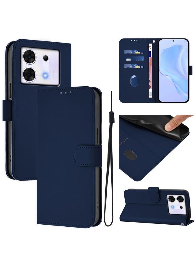 زبون جراب لهاتف Infinix Zero 30 5G مصنوع من الجلد بلون سادة مع حبل - Image 1