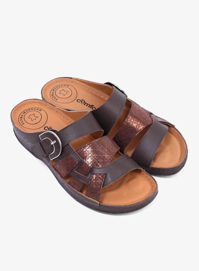 Comfort Plus Comfort Plus Stylish and Comfortable Double Buckle Sandals Brown