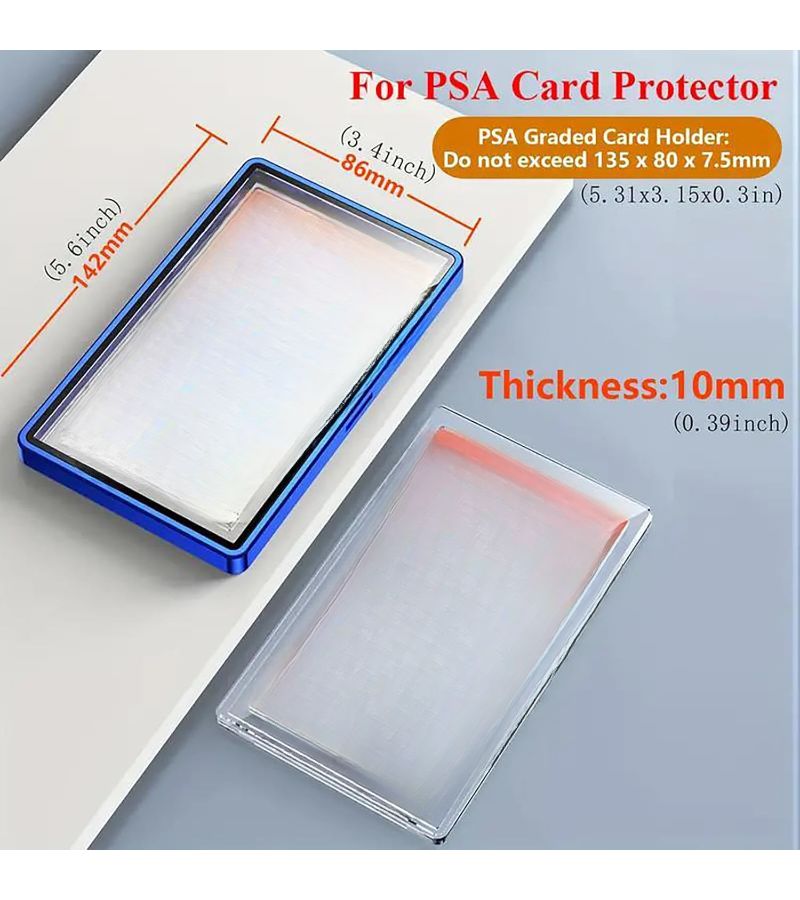 2pc Golden Psa Graded Card Display Case With Magnetic Frame Heavy Duty Alloy Protection Uv Protected Color Coded Labeled Compatible With Psa Bgs Graded Sports Cards Collectible Trading Card Box For Pc Game - Image 1