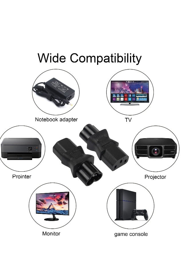 2 Pack C13 Female to Male C6 Power Adapter, C13 to C6 3-Pin AC Converter Plug, Laptop Mains Cable Converter - Image 4