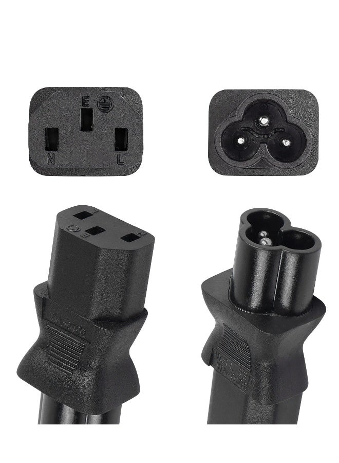 2 Pack C13 Female to Male C6 Power Adapter, C13 to C6 3-Pin AC Converter Plug, Laptop Mains Cable Converter - Image 2