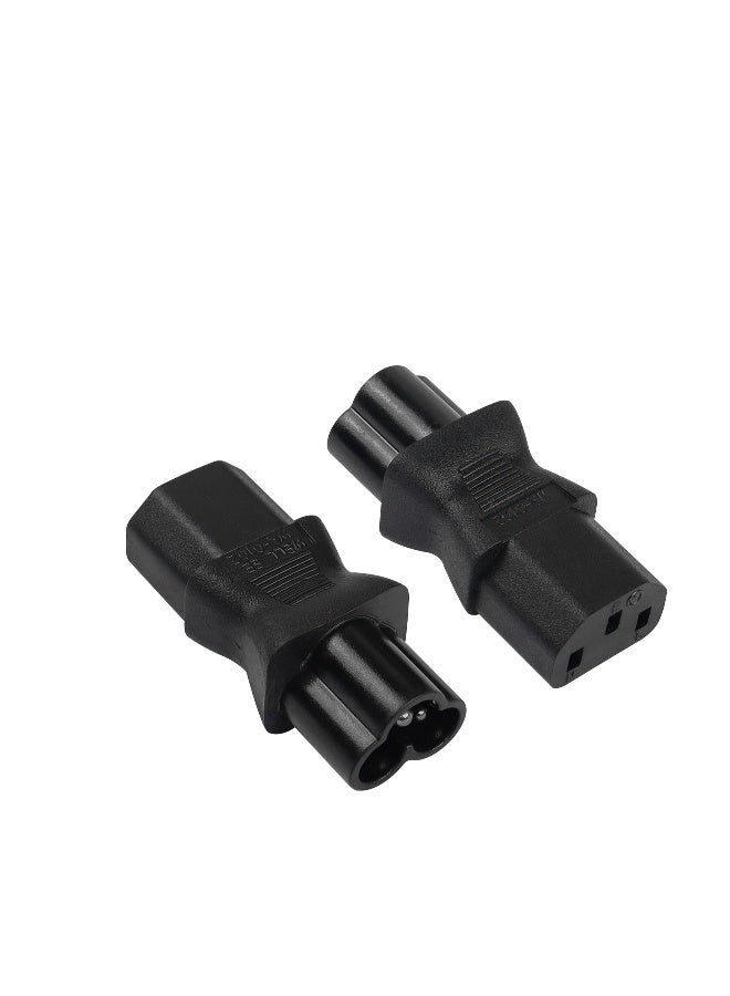 2 Pack C13 Female to Male C6 Power Adapter, C13 to C6 3-Pin AC Converter Plug, Laptop Mains Cable Converter - Image 1