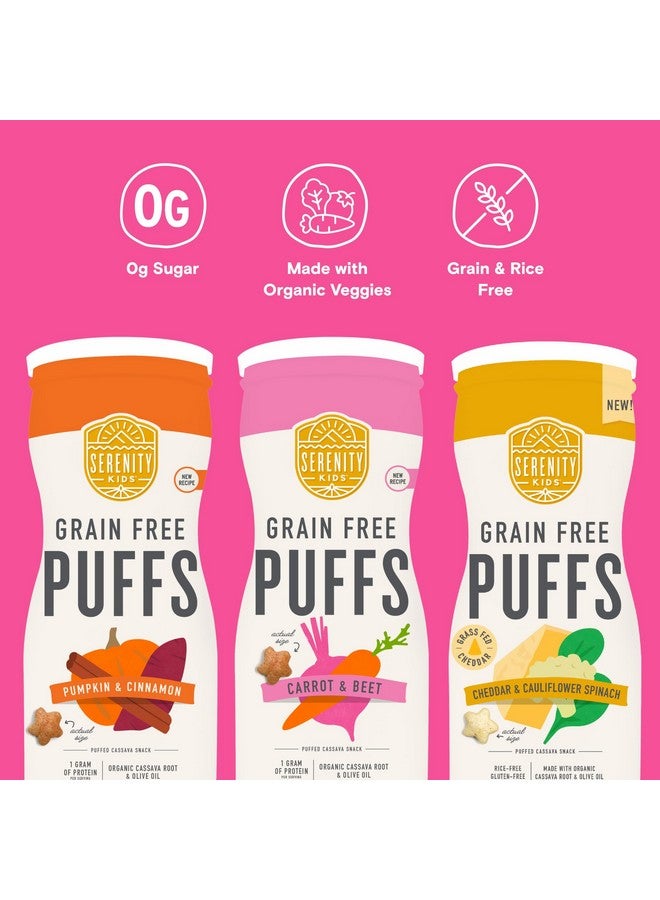 Serenity Kids 6+ Months Grain-Free Toddler & Baby Puffs - No Added Sugar - No Gluten or Rice - BPA & Allergen-Free, with Organic Cassava, Veggies & Herbs - Puffs Variety Pack - 6 Count - Image 4