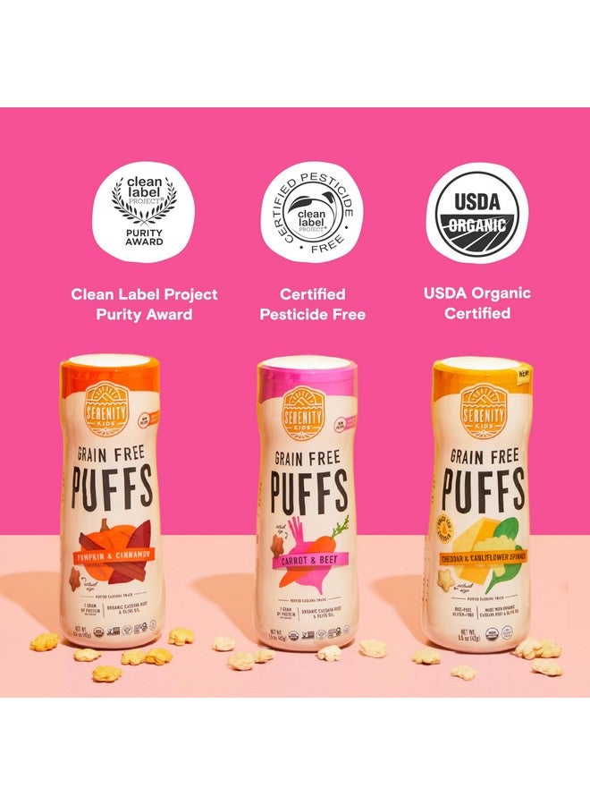 Serenity Kids 6+ Months Grain-Free Toddler & Baby Puffs - No Added Sugar - No Gluten or Rice - BPA & Allergen-Free, with Organic Cassava, Veggies & Herbs - Puffs Variety Pack - 6 Count - Image 3
