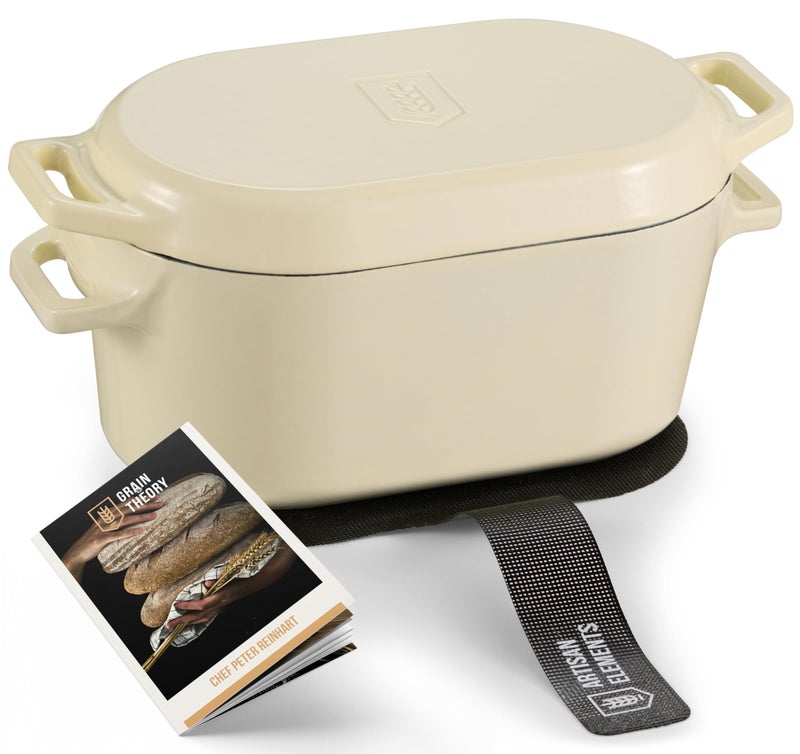 KooK Enameled Cast Iron Dutch Oven for Sourdough Bread Baking - 3.4 Qt Pot with Lid for Even Heat Distribution - Includes Silicon Bread Sling and Recipe Book for Home Bakers - Image 1