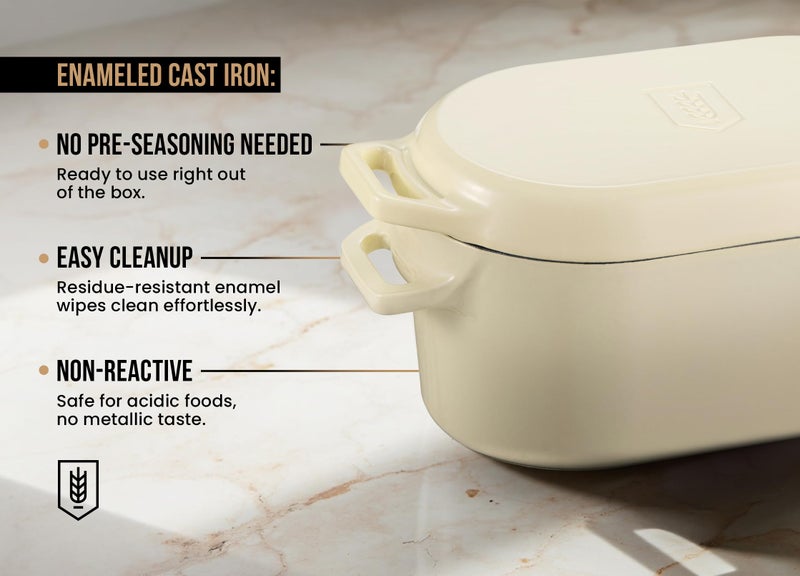 KooK Enameled Cast Iron Dutch Oven for Sourdough Bread Baking - 3.4 Qt Pot with Lid for Even Heat Distribution - Includes Silicon Bread Sling and Recipe Book for Home Bakers - Image 5