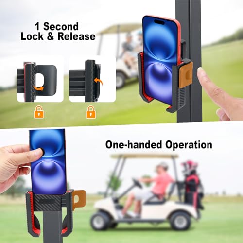 Haxmuti Magnetic Golf Cart Phone Holder, 8 N52 Strong Magnetic Base, Fits EZGO, Club Car, Yamaha, Golf Cart Phone Mount for iPhone, Samsung & Smartphones, Golf Cart Accessories for Men Women, Red - Image 5