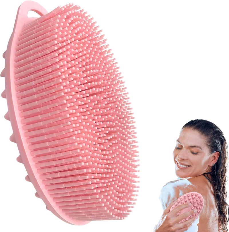 INOVERA (LABEL) Silicone Bathing Scrubber - Exfoliating Cleaning Bath Brush – Soft Body Wash Shower Brushes (Rose Gold) - Image 1