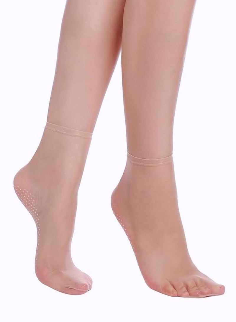 برفكتوري جوارب نسائية رقيقة شفافة غير قابلة للانزلاق، سريعة الجفاف من النايلون، مقاس واحد، 3 أزواج - أسود - Image 1