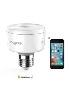 Koogeek Wi-Fi Enabled Smart Socket E26 Light Bulb Adapter Works with Apple HomeKit Support Siri Voice Control Home App Schedules Remote Control E26 Lightbulbs Monitor Power Consumption White
