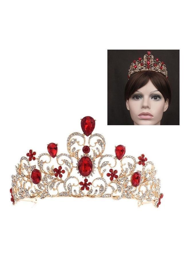 NIBEMINENT Crystal Wedding Crown Bride Headband Accessories Hair Jewelry Ornaments Red - Image 1