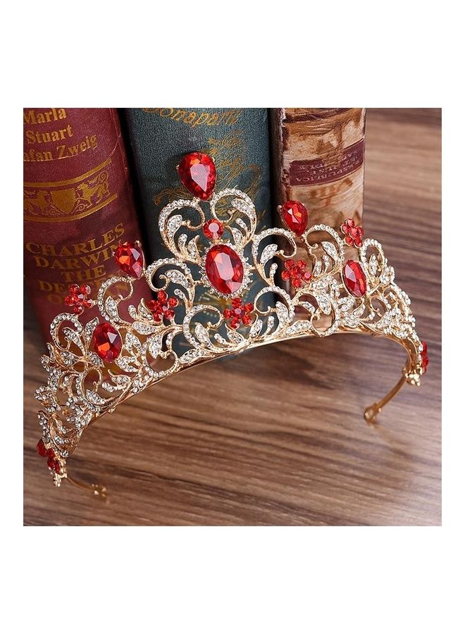 NIBEMINENT Crystal Wedding Crown Bride Headband Accessories Hair Jewelry Ornaments Red - Image 4
