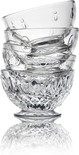 La Rochère La Rochere Bee Glass Bowl Set of 6 – Classic French Clear Glass Dinner Bowls with Embossed Bee Emblem – Elegant and Versatile Soup, Cereal, and Salad Bowls for Entertaining or Everyday Use (21 Oz) - Image 3