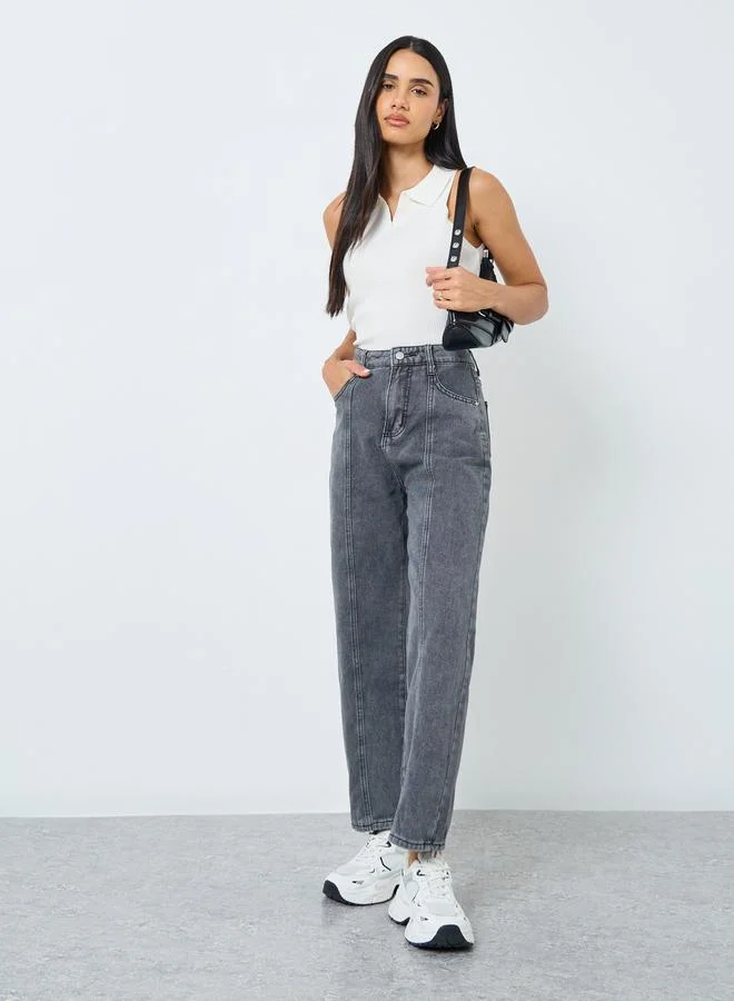 Styli Styli High Rise Relaxed Fit Jeans