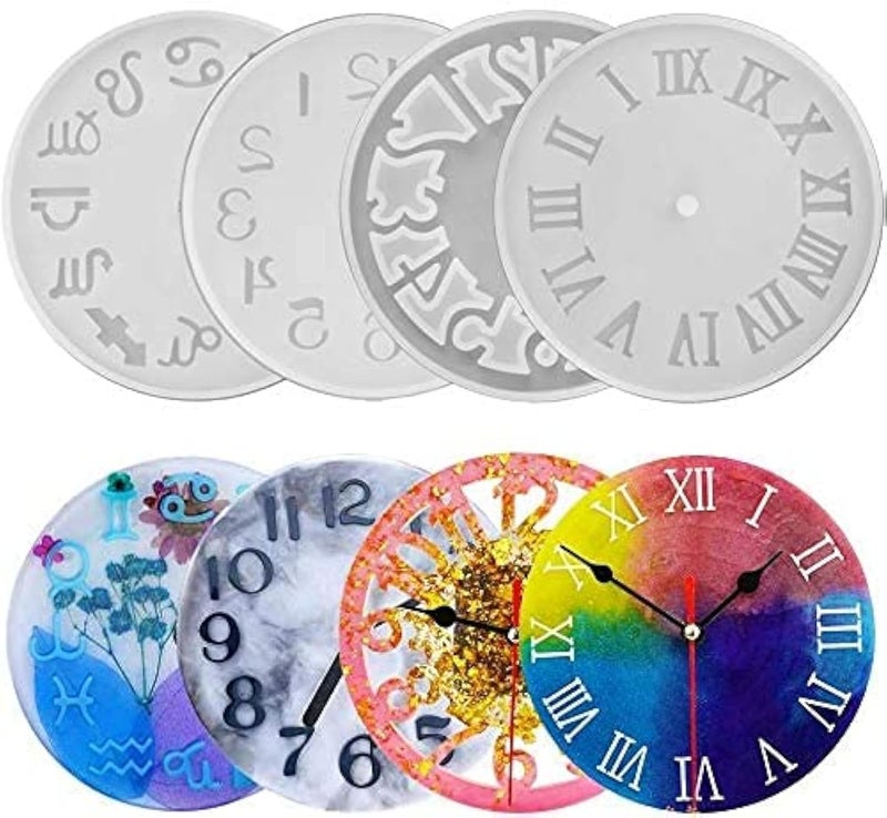 KISSNOWY Kissnowy 4Pack of Clock Face Molds Silicone Mold by Resin Casting for DIY Resin Crafts Home Wall Decoration 59 X 59inch 