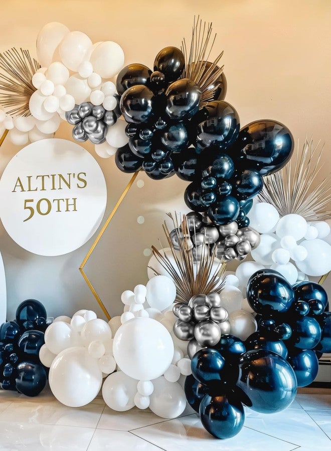 Haolongfa Black and Silver Balloons Garland Arch Kit,135pcs 18/12/10/5 Inch Black White Silver Confetti Latex Balloons for Birthday Anniversary Graduation Bachelorette Wedding Party Decorations - Image 3