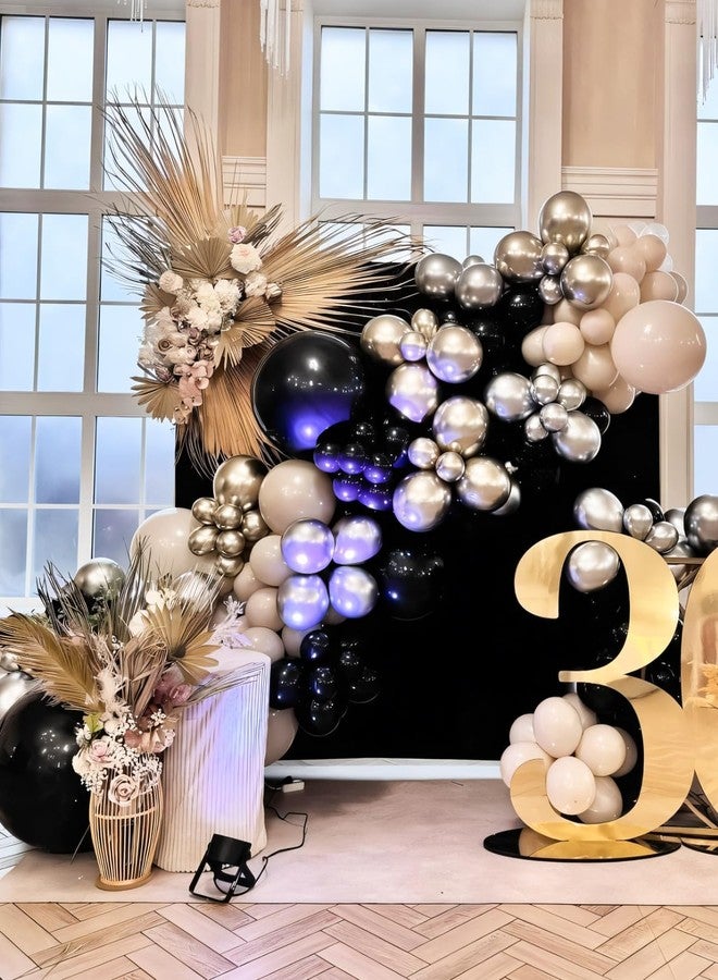 Haolongfa Black and Silver Balloons Garland Arch Kit,135pcs 18/12/10/5 Inch Black White Silver Confetti Latex Balloons for Birthday Anniversary Graduation Bachelorette Wedding Party Decorations - Image 5