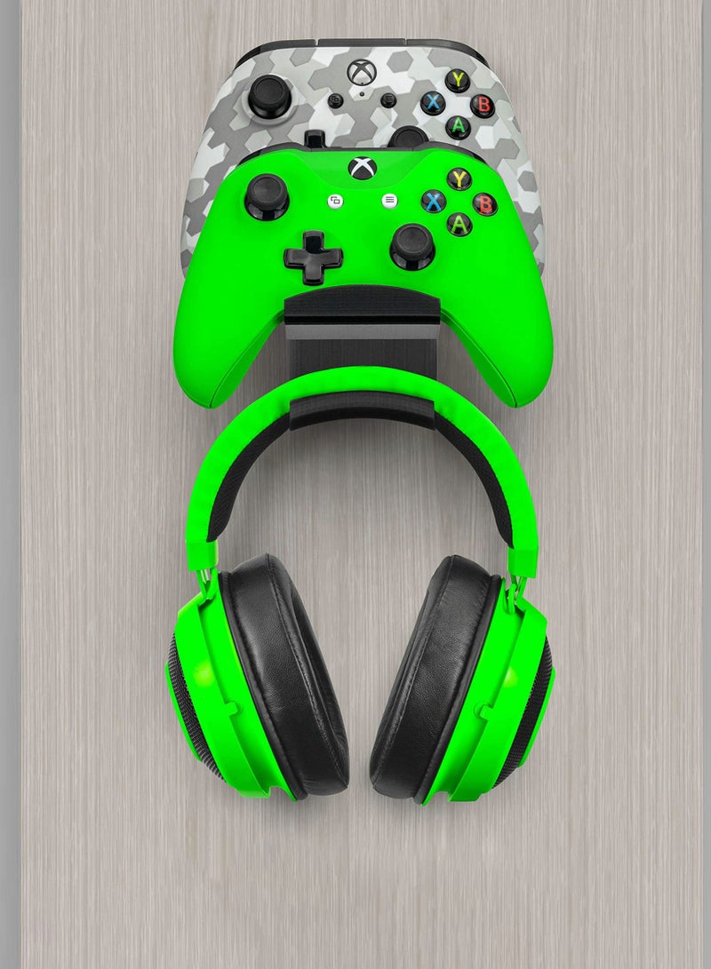 Gamepad Controller and Headset Wall Mount for Xbox ONE, X-Series, PS5, PS4, PS3, Switch, STEELSERIES Gamepads and More, Stay Organized and Screw Free - Image 4