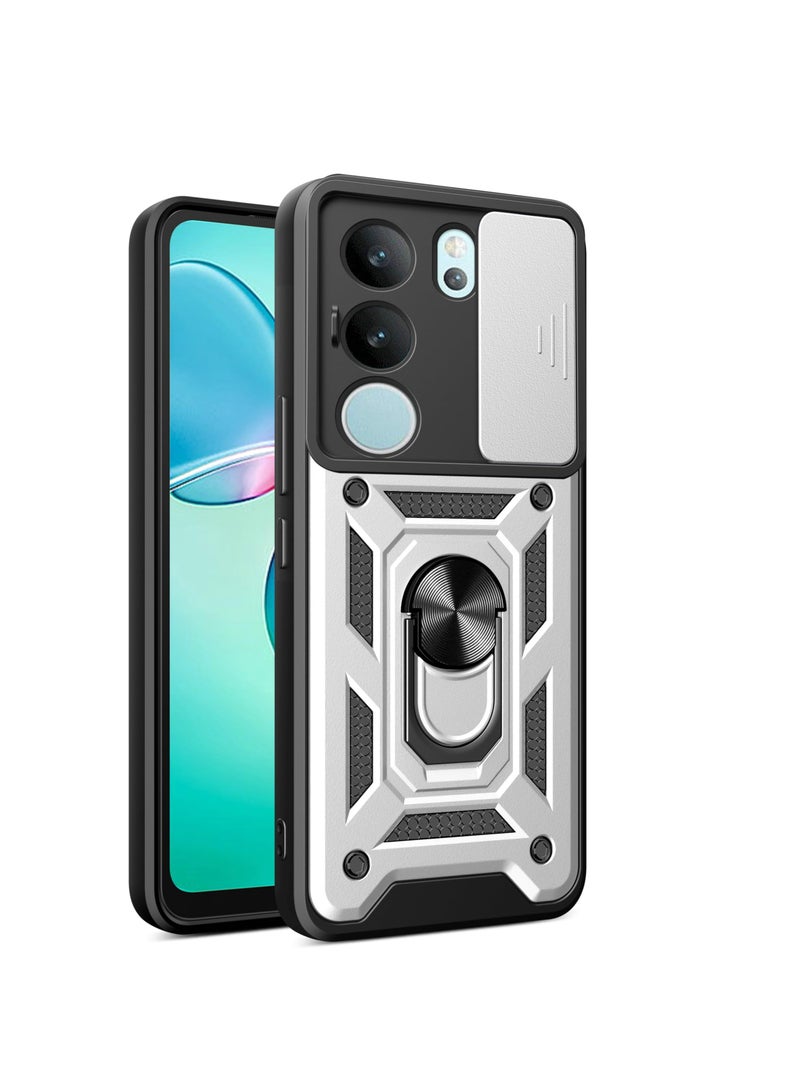 Vivo V29 5G / V29 Pro 5G Mobile Phone Case Cover, Slide Camera Lens Cover + 360°Rotating Kickstand Ring + Bumper Shockproof Phone Case - Image 1