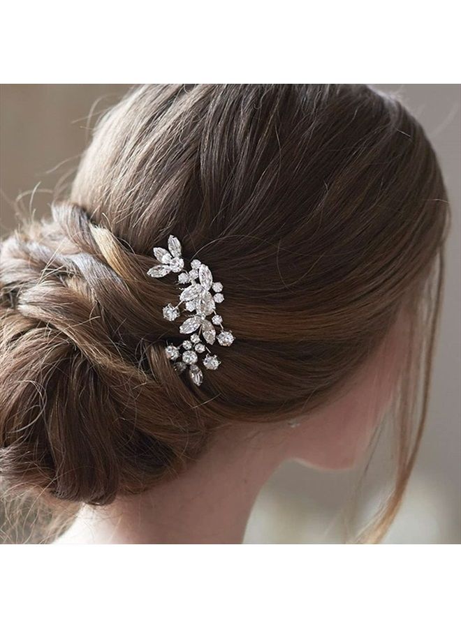 Unicra Bride Wedding Hair Combs Silver Delicate Opal Crystal Bridal Headpieces Rhinestone Hair Accessories for Women and Girls (A-Silver) - Image 2
