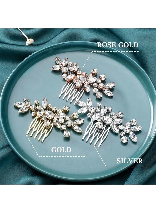 Unicra Bride Wedding Hair Combs Silver Delicate Opal Crystal Bridal Headpieces Rhinestone Hair Accessories for Women and Girls (A-Silver) - Image 3