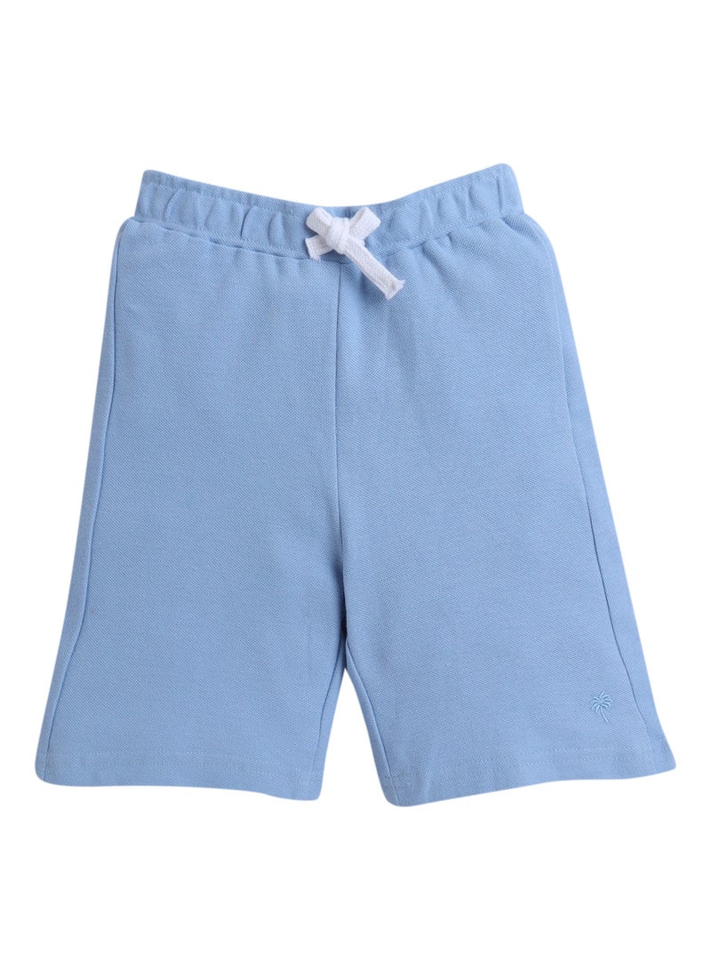 Victor and Jane Junior Boys Everyday Casual, Lace-Up and Elasticated Waist Shorts - Beige and Light Blue- Pack of 2 - Image 3