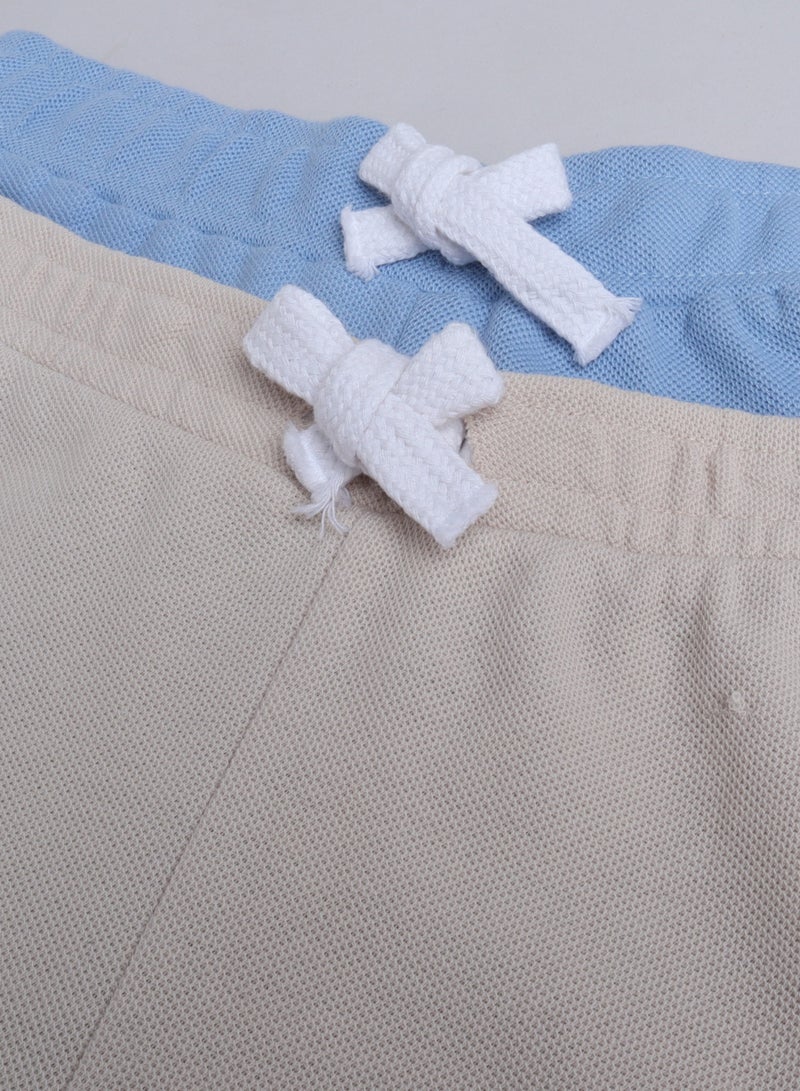 Victor and Jane Junior Boys Everyday Casual, Lace-Up and Elasticated Waist Shorts - Beige and Light Blue- Pack of 2 - Image 5