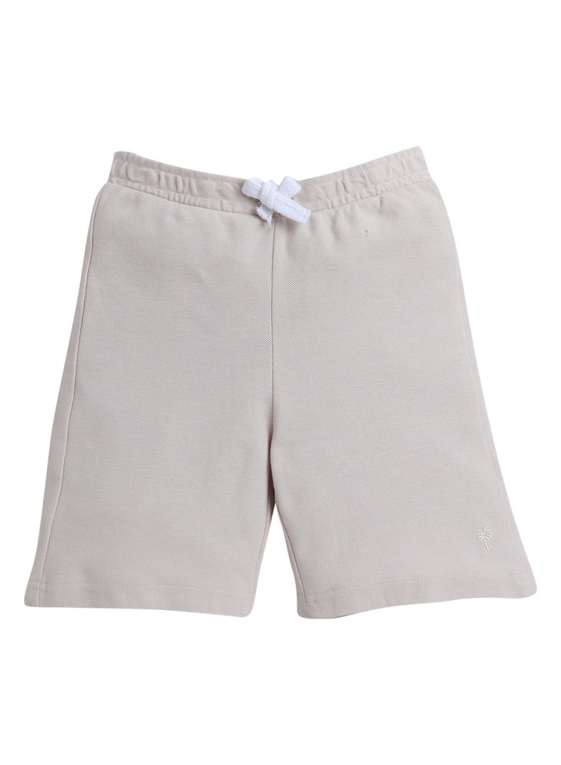 Victor and Jane Junior Boys Everyday Casual, Lace-Up and Elasticated Waist Shorts - Beige and Light Blue- Pack of 2 - Image 4