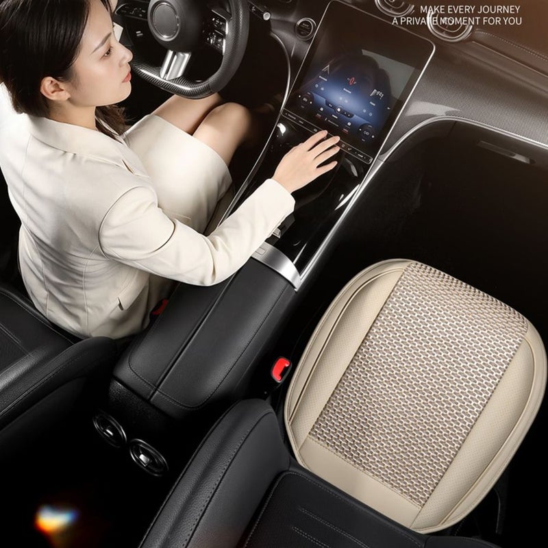 Breathable Car Seat Cushion Beige Non Slip Summer Cooling Pad Universal - Image 3