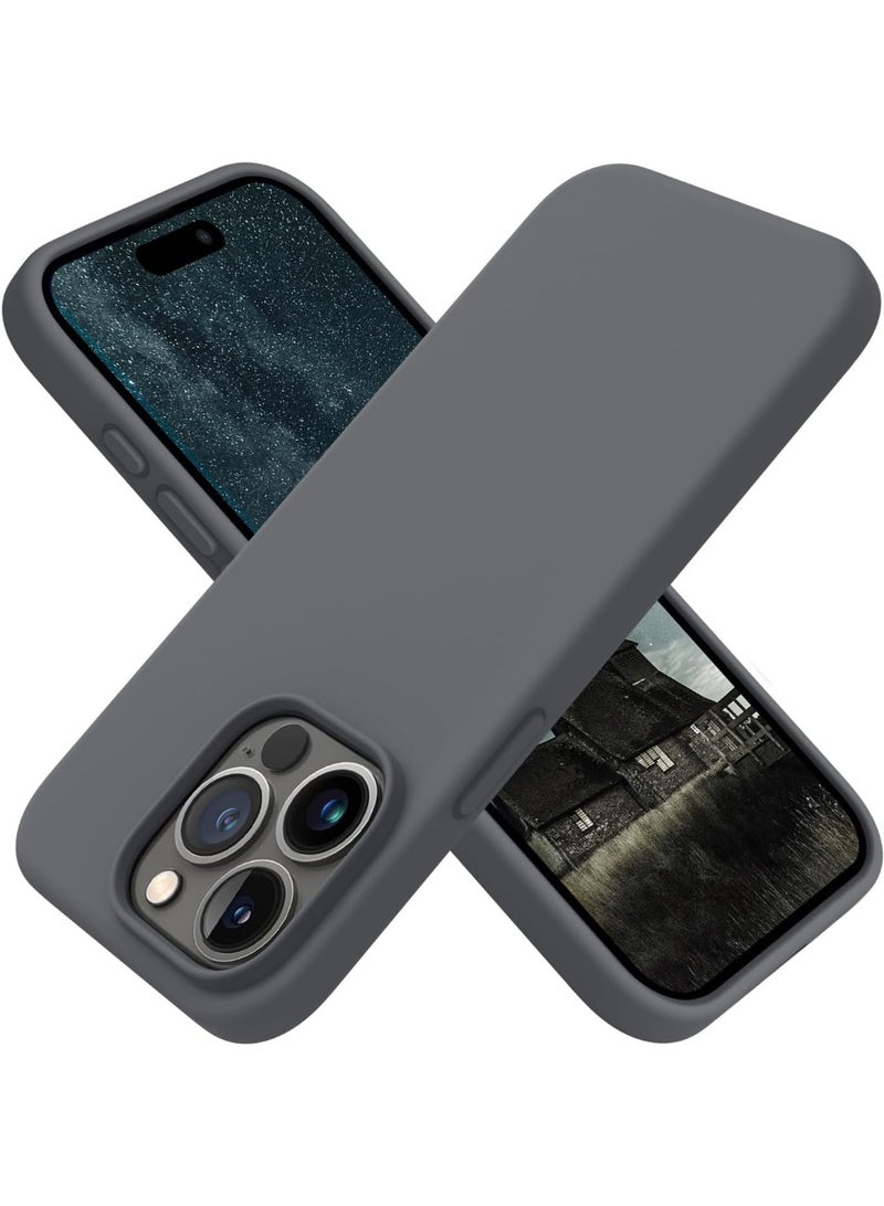 جراب متوافق مع iPhone 13 Pro Max مقاس 6.5 بوصة، جراب هاتف نحيف من السيليكون السائل مكون من 4 طبقات من المطاط الهلامي الناعم المقاوم للصدمات مع بطانة من الألياف الدقيقة المضادة للخدش (رمادي غامق) - Image 1