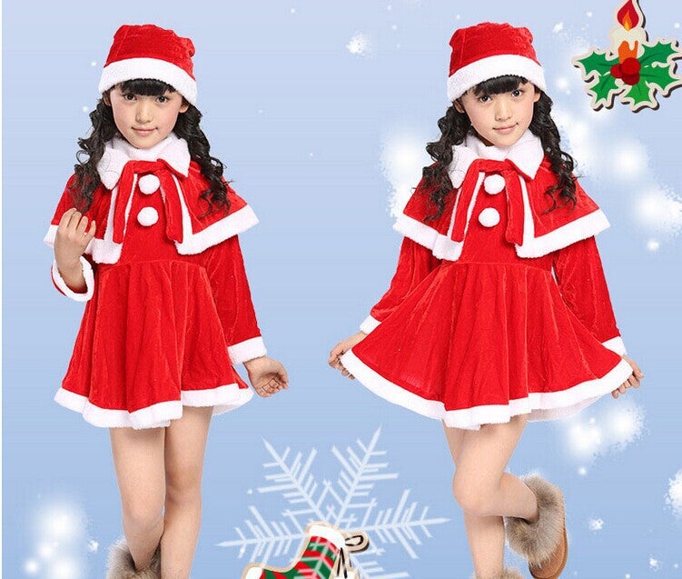 New European and American Christmas Costume Childrens Christmas Costume Santa Claus for Boys and Girls Christmas Costume Factory Women's shawl + hat]